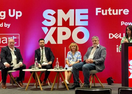 The Cybersecurity and Ransomware panel at SME XPO 2025: Mark Child (Moderator), Charlie Morrison, Amanda Finch and Steven Furnell.