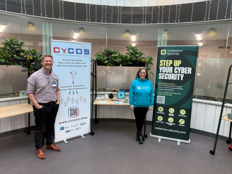 Simon and Kate from CyCOS partner Collective Security, promoting the East Midlands Community of Support.